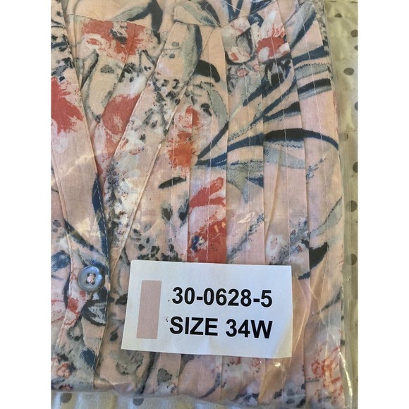 Roaman's Women's NWOT Pink Floral Button Down Long Sleeve Top Plus Size 34W 6X - Picture 14 of 15